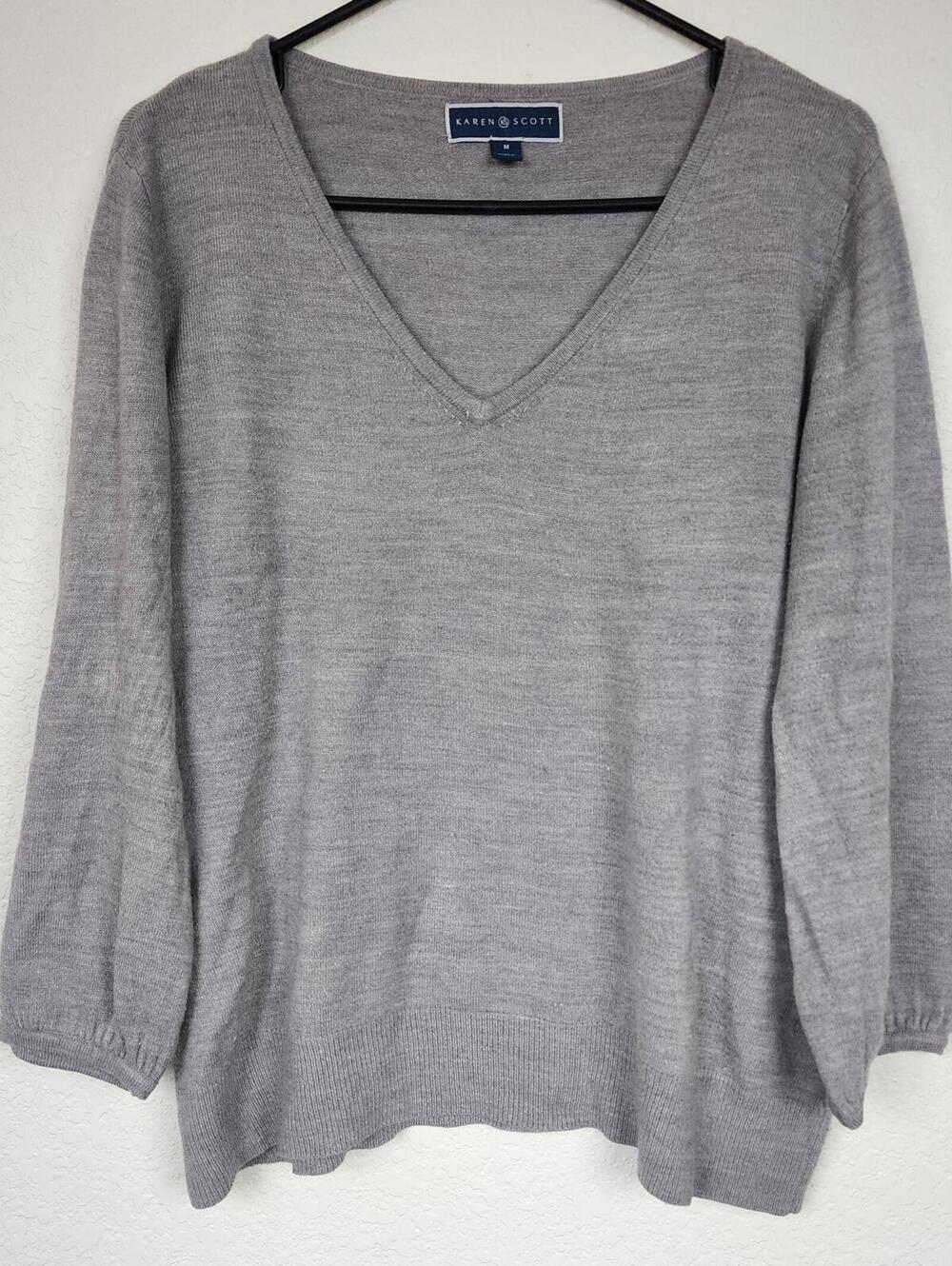Karen Scott Soft Medium Grey Gray Sweater Blouse